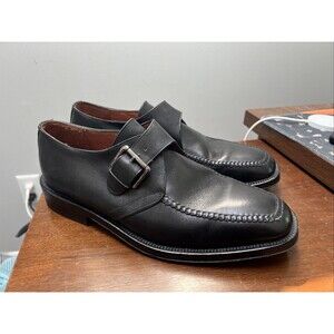 Cole Haan City Mens 9.5 Black Leather Monk Strap Loafers Dress Shoes Buckle